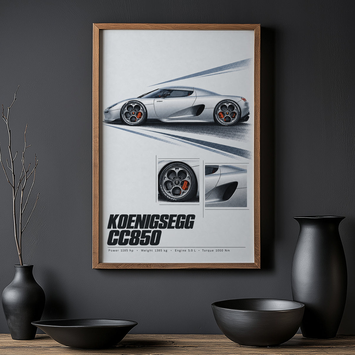 Vintage Koenigsegg CC850 Print, Supercar Wall Art