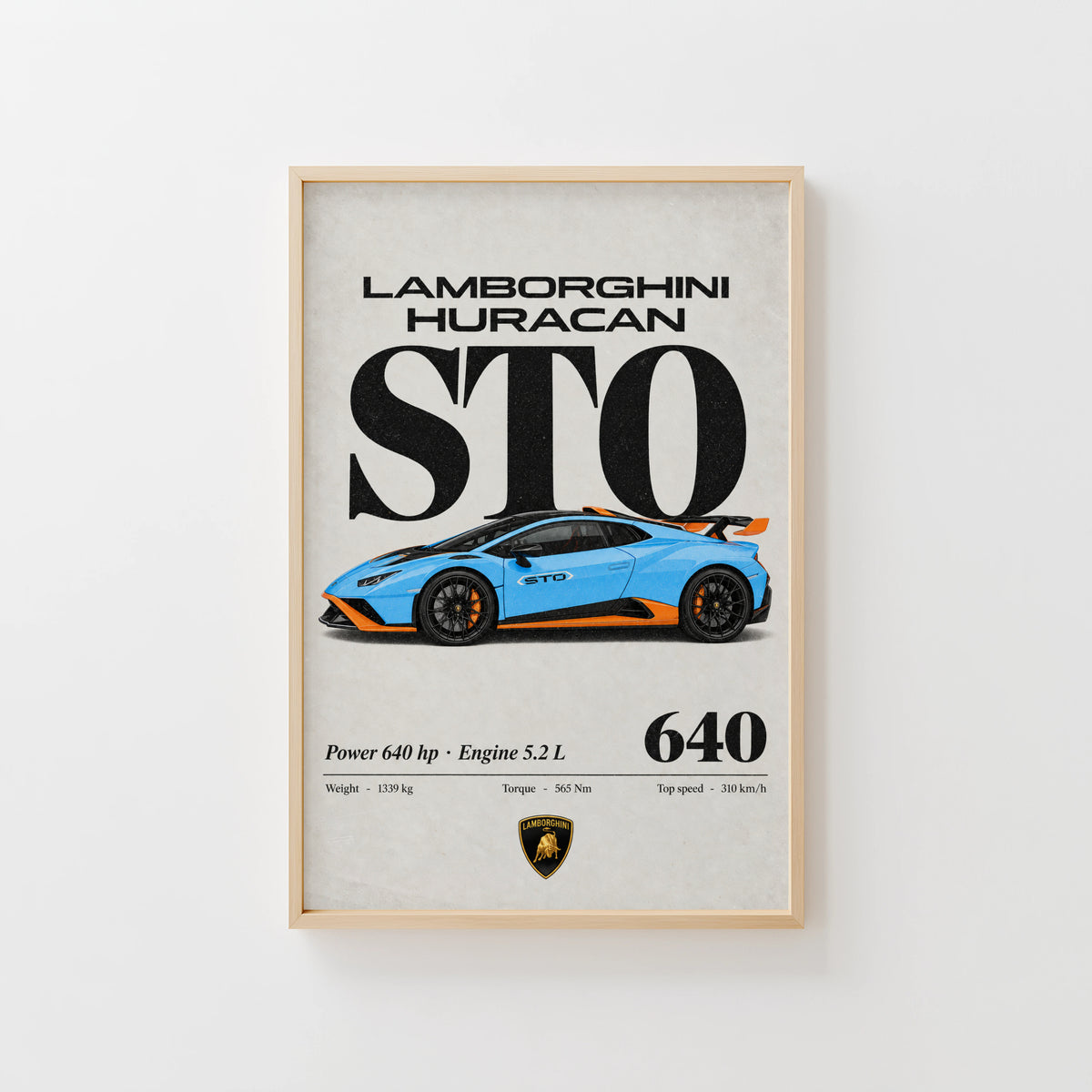 Vintage Lamborghini Huracan STO Print Wall Art