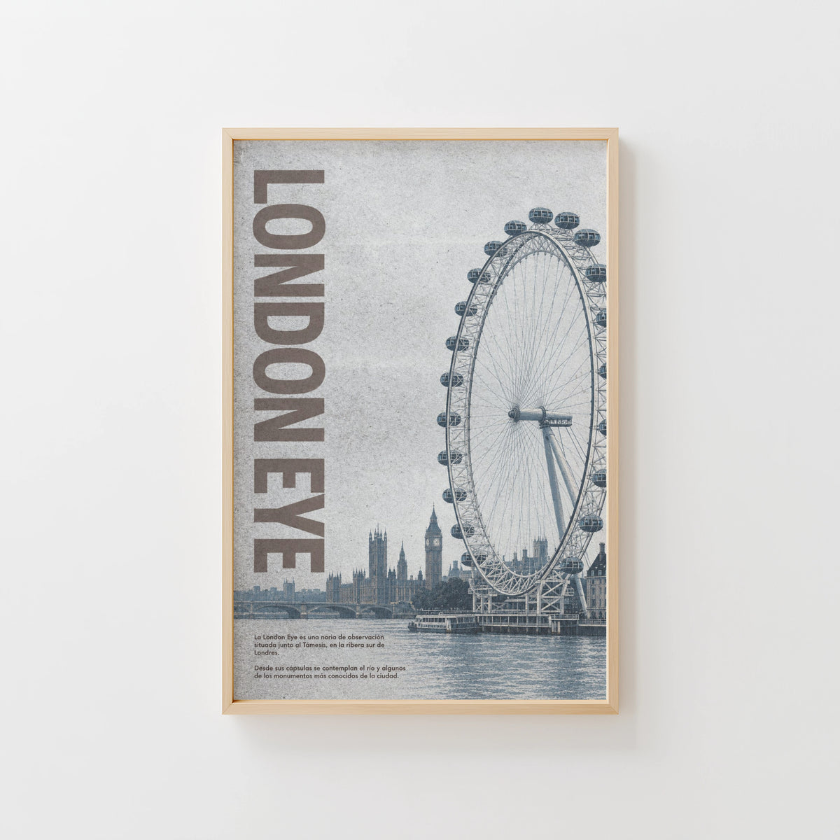 Vintage London Eye Poster, Thames Wall Art, England Print