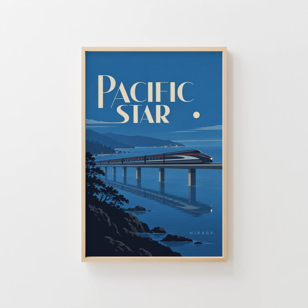 Vintage Pacific Star Train Poster, Art Deco Print