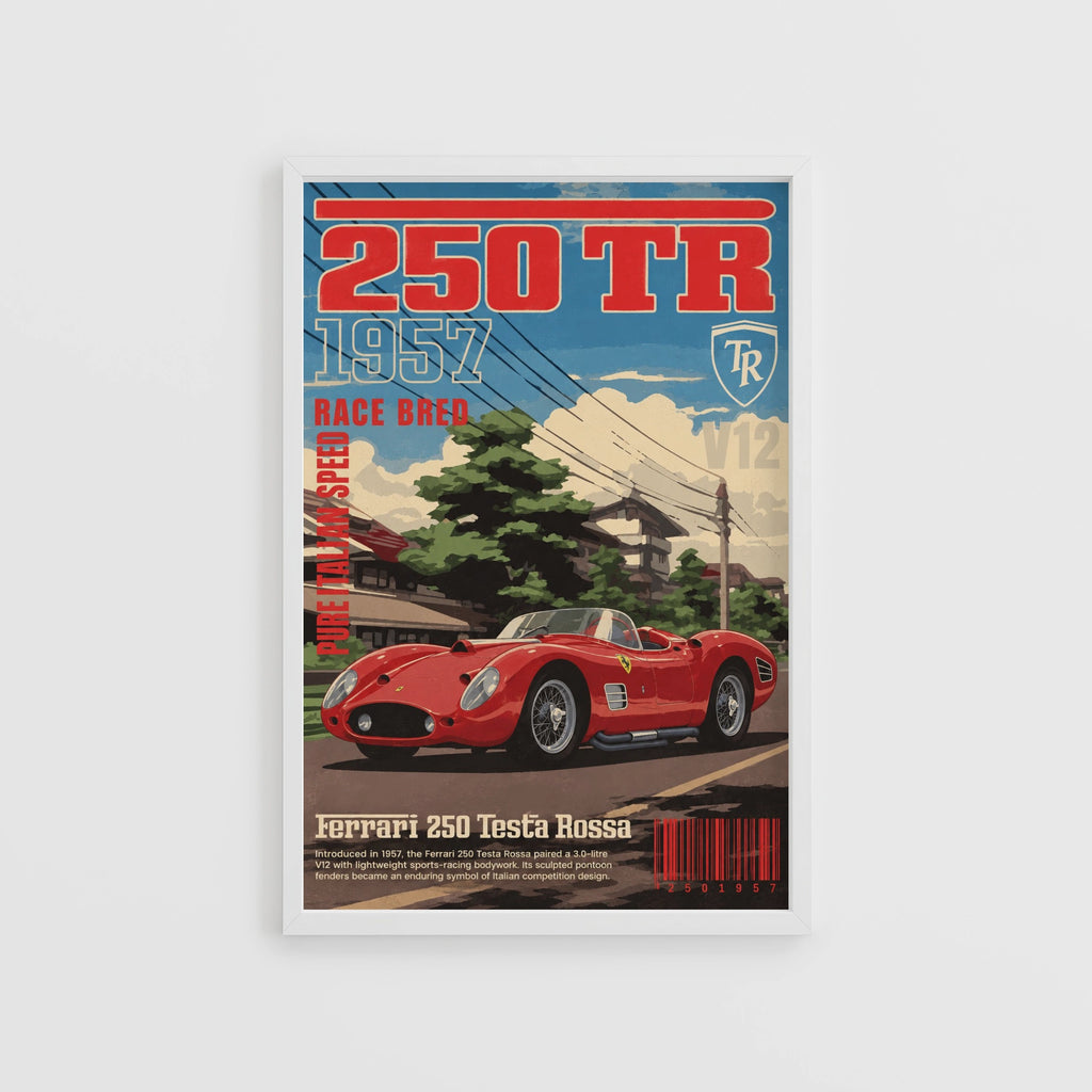 Vintage 1957 Ferrari 250 Testa Rossa Print, Car Poster