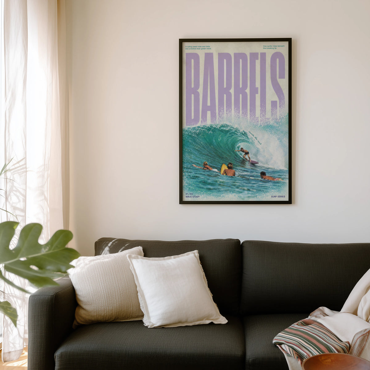 Vintage Barrels Surf Print, Surfing Poster, Wave Art