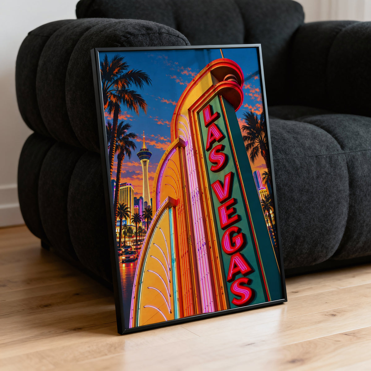 Vintage Las Vegas Poster, Art Deco Neon Sign Print