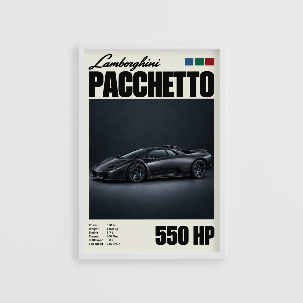 Vintage Lamborghini Print, Supercar Wall Art