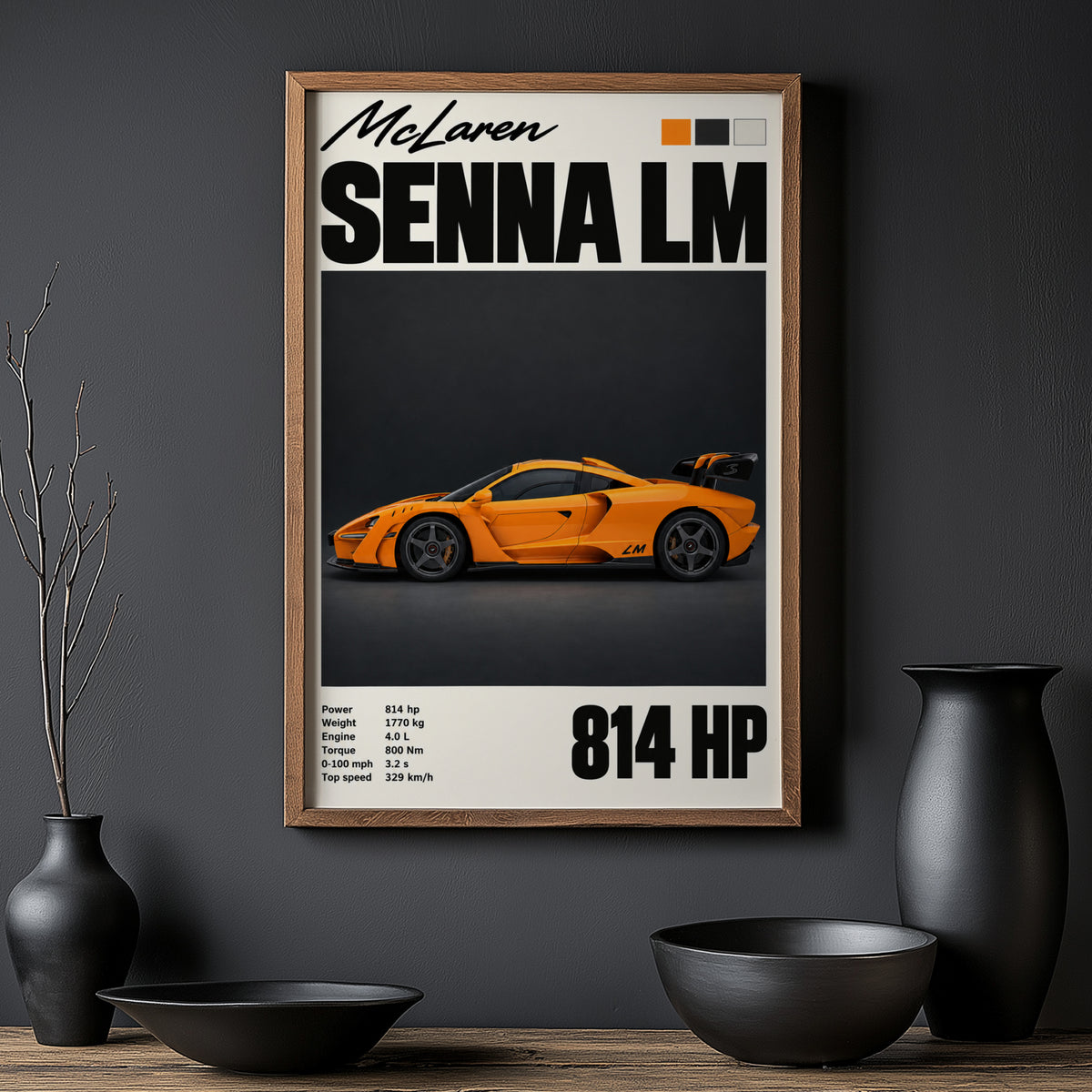 Vintage McLaren Senna LM Print, Supercar Wall Art
