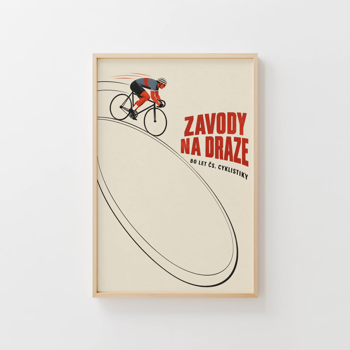 Vintage Track Cycling Poster, Czech Retro Wall Art Print