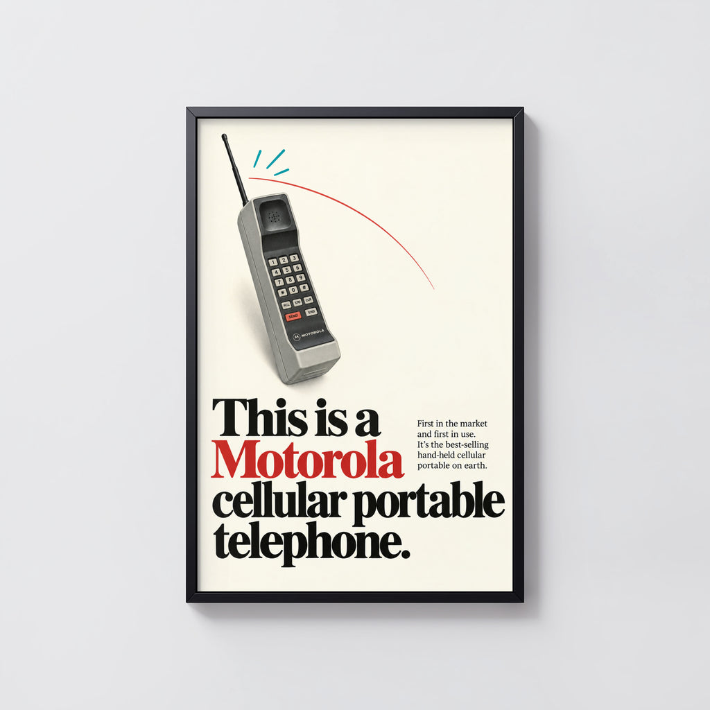 Vintage Motorola Phone Poster, Retro Tech Wall Art Print