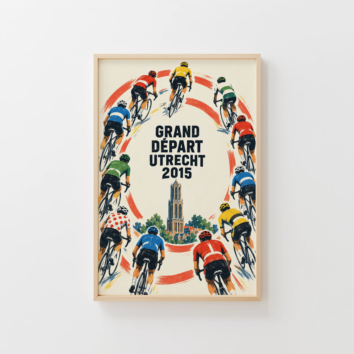Vintage Utrecht Cycling Poster, Dom Tower Wall Art Print