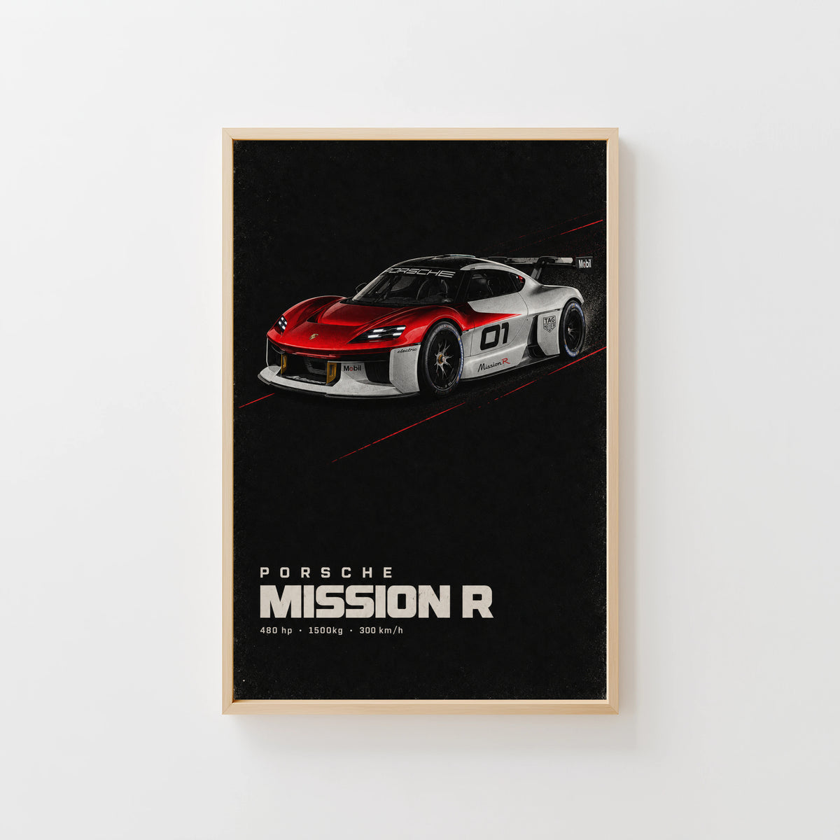 Vintage Porsche Mission R Print, Racing Car Wall Art
