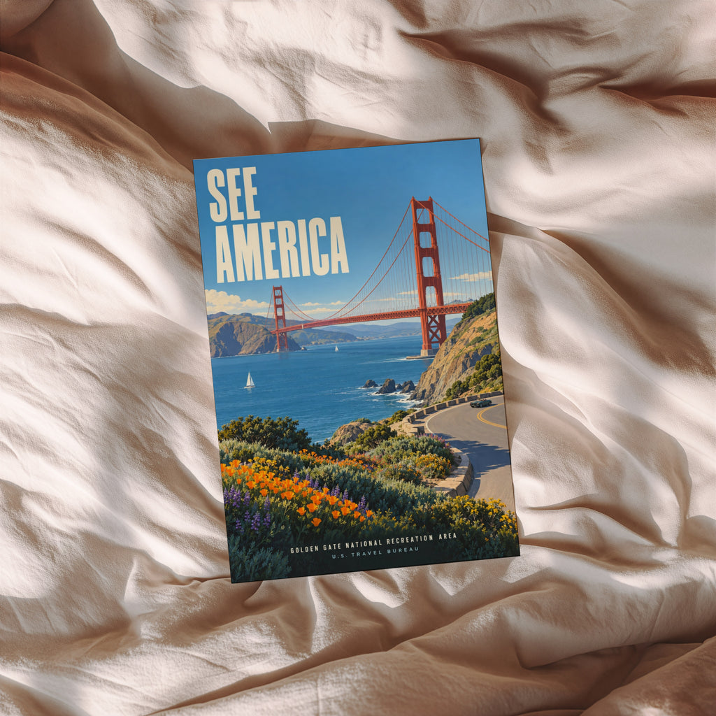 Vintage Golden Gate Bridge Poster, San Francisco Print