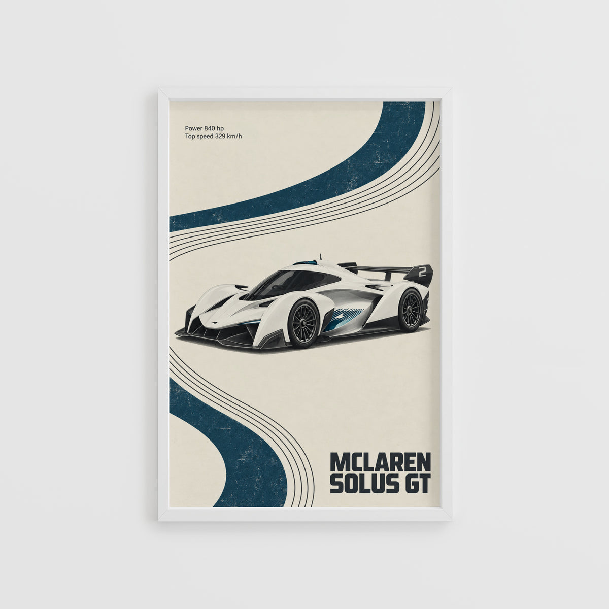 Vintage McLaren Solus GT Print, Car Wall Art