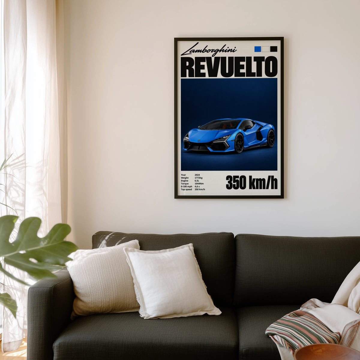 Vintage Lamborghini Revuelto Print, Supercar Wall Art