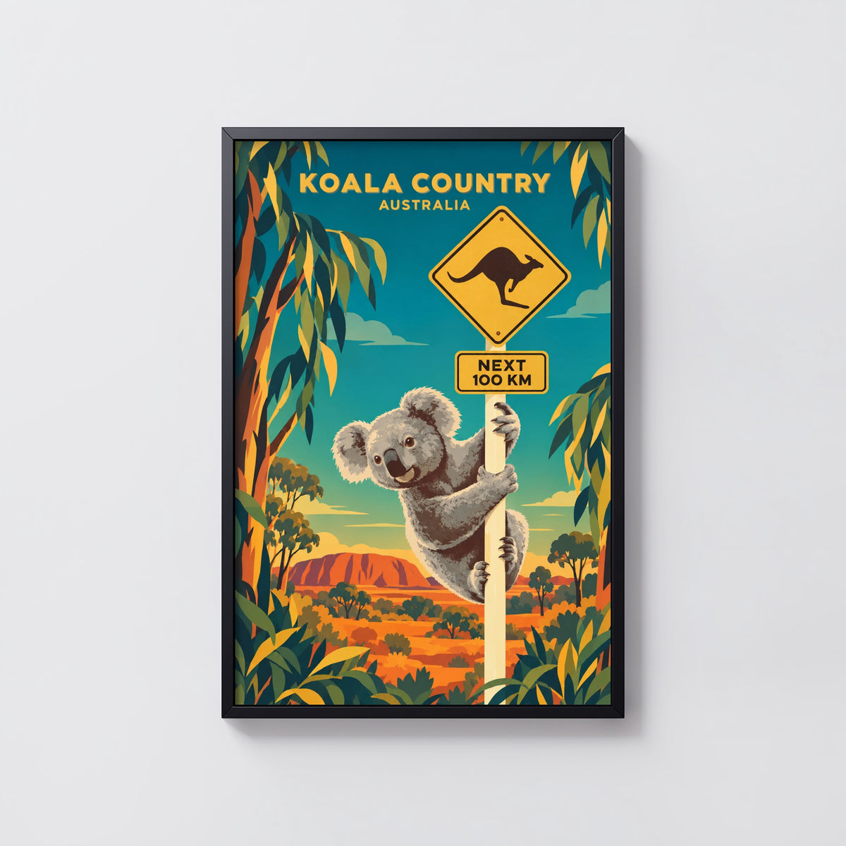 Vintage Koala Australia Poster, Outback Wall Art, Print
