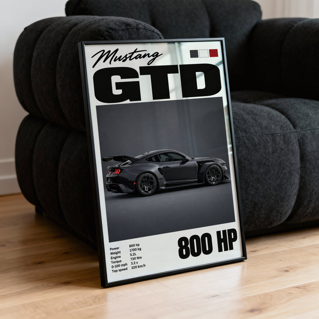 Vintage Print, Mustang GTD Car Wall Art