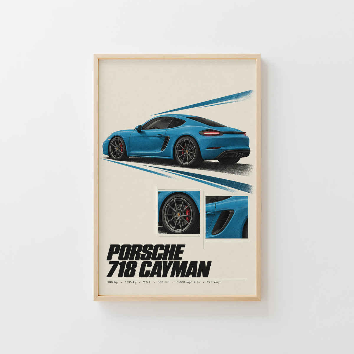 Vintage Porsche 718 Cayman Print, Car Wall Art