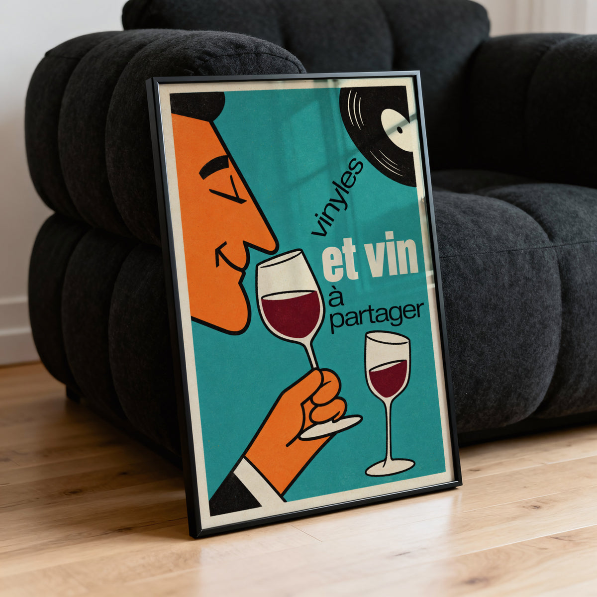 Vintage Red Wine Print Poster, Retro Vinyl Wall Art