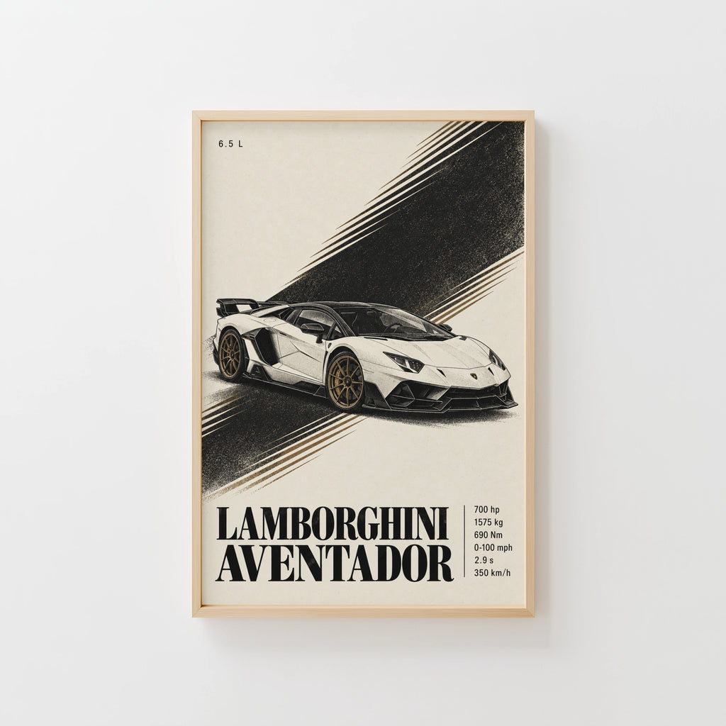 Vintage Lamborghini Aventador Print, Supercar Poster