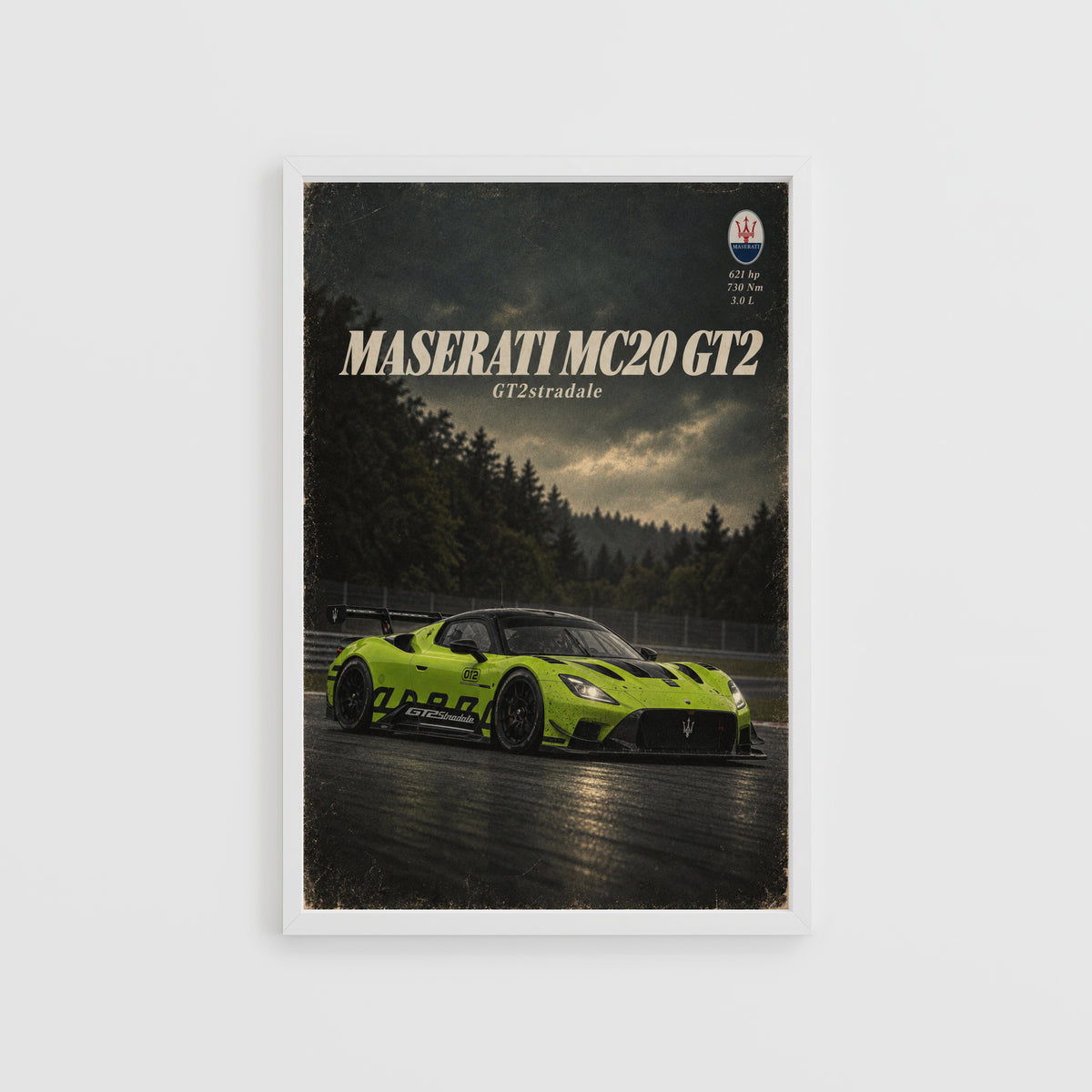 Vintage Maserati MC20 GT2 Print, Supercar Wall Art