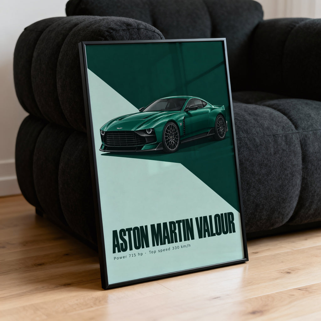 Vintage Aston Martin Valour Print, Green Car Art