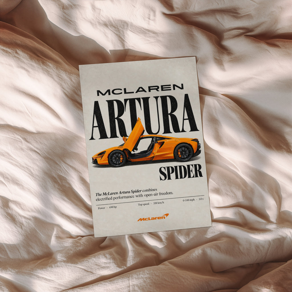 Vintage McLaren Artura Spider Print, Supercar Art