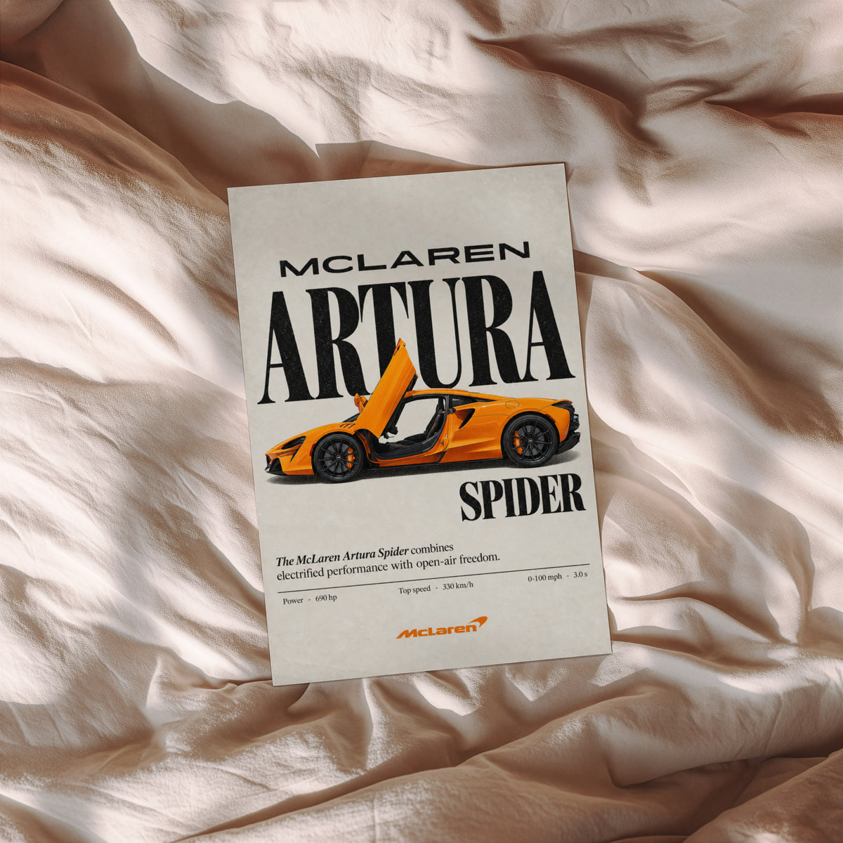 Vintage McLaren Artura Spider Print, Supercar Art