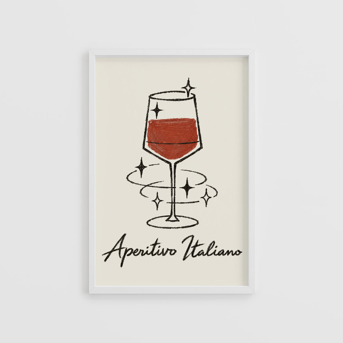 Vintage Aperitivo Italiano Print Poster, Red Wine Glass