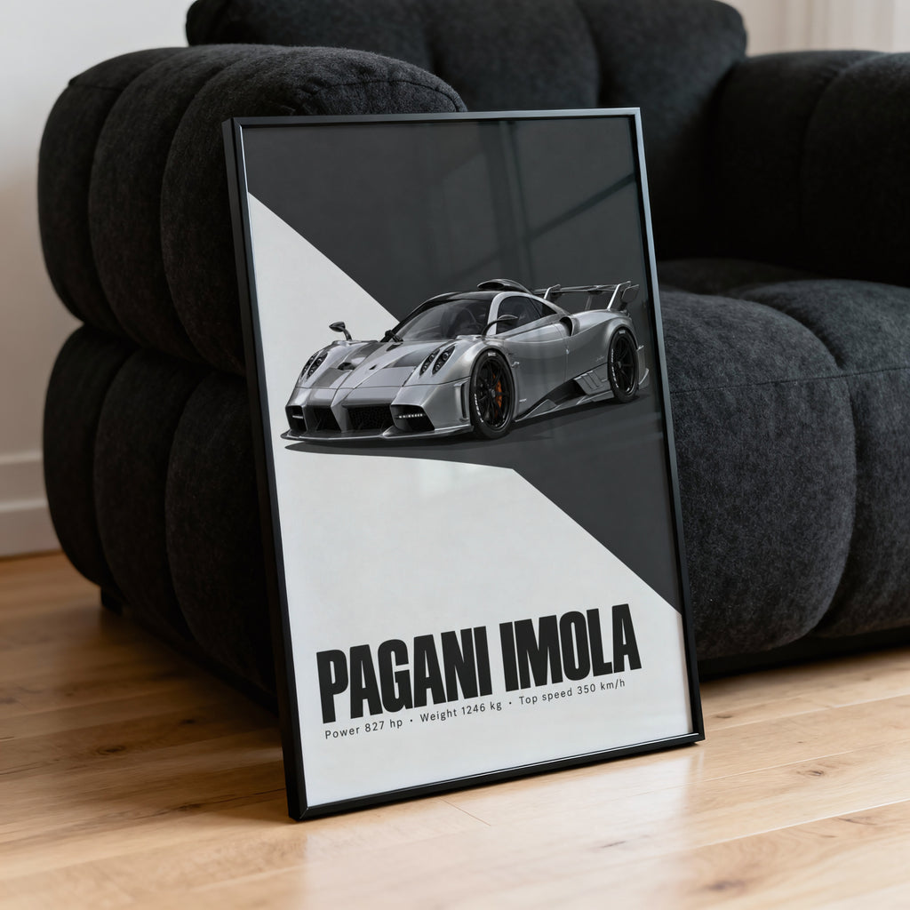 Vintage Pagani Imola Print, Supercar Wall Art