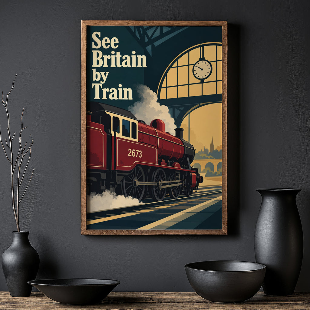 Vintage Steam Train Poster, British Railway Wall Art, Print