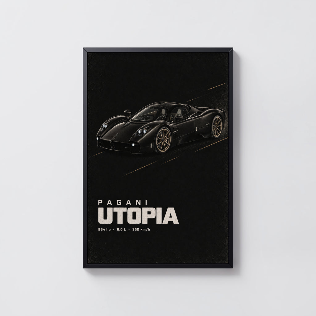 Vintage Pagani Utopia Print, Supercar Wall Art