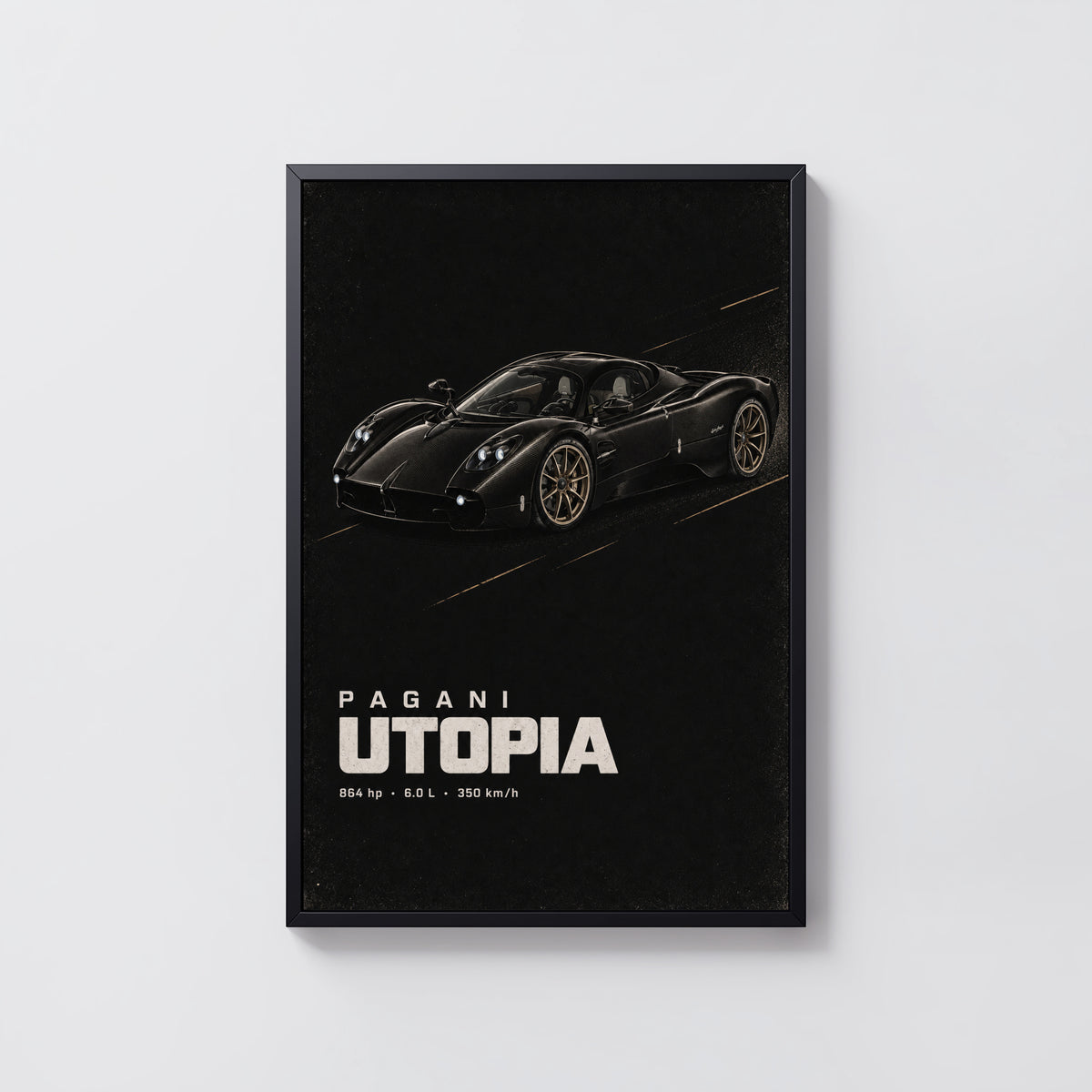 Vintage Pagani Utopia Print, Supercar Wall Art
