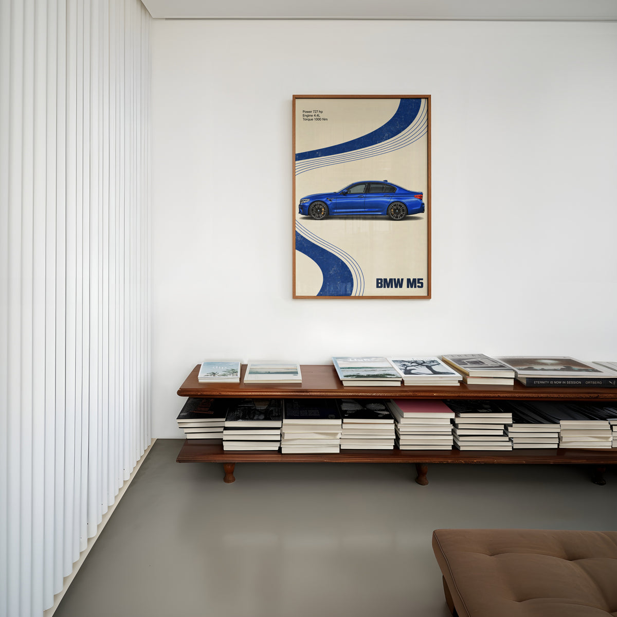 Vintage BMW M5 Print, Blue Car Wall Art