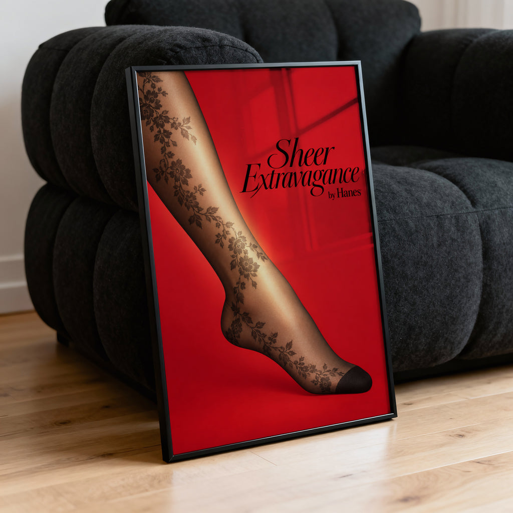 Vintage Hosiery Poster, Red Fashion Wall Art, Print