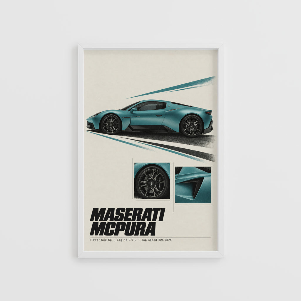 Vintage Maserati MCPura Print, Car Wall Art