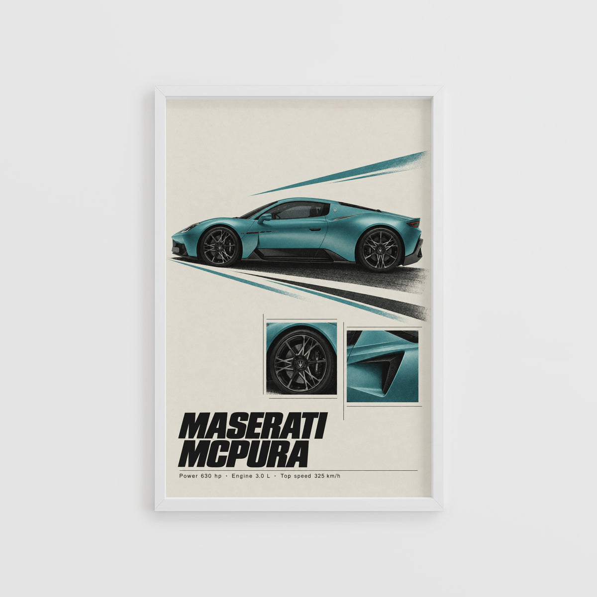 Vintage Maserati MCPura Print, Car Wall Art