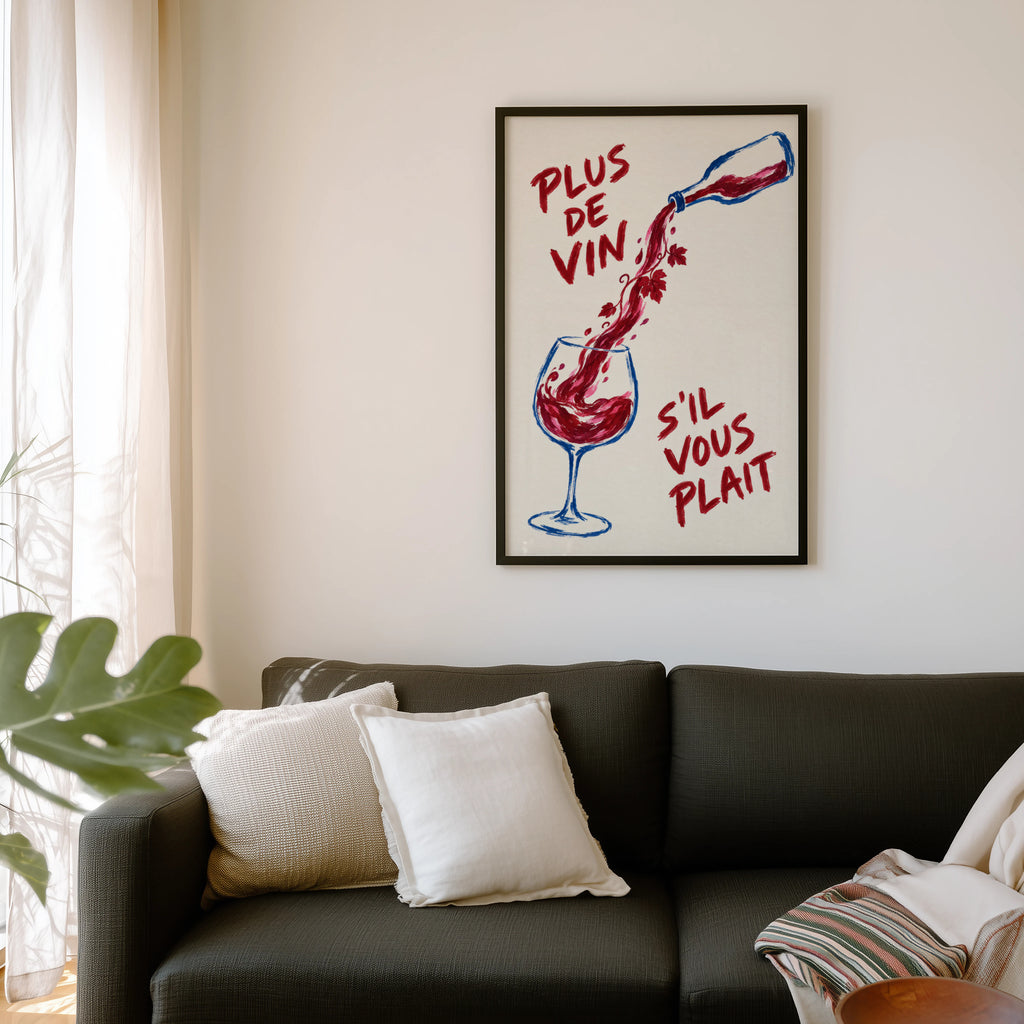 Vintage Wine Print Poster, French Kitchen Wall Art