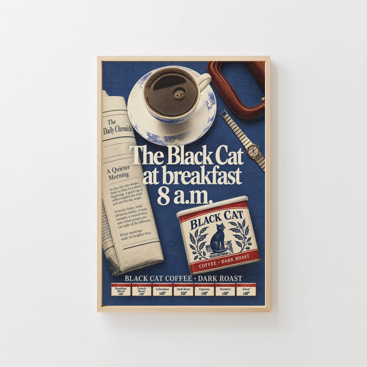 Vintage Coffee Print and Poster, Black Cat Kitchen Art