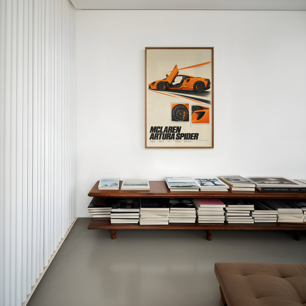 Vintage McLaren Artura Spider Print, Car Wall Art