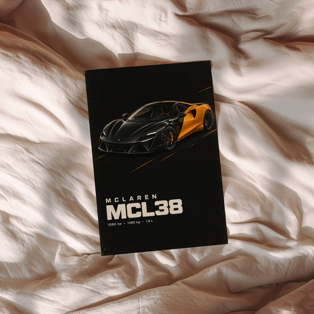 Vintage McLaren MCL38 Print, Supercar Wall Art