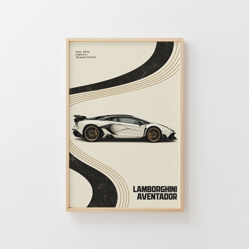 Vintage Lamborghini Aventador Print, Car Poster