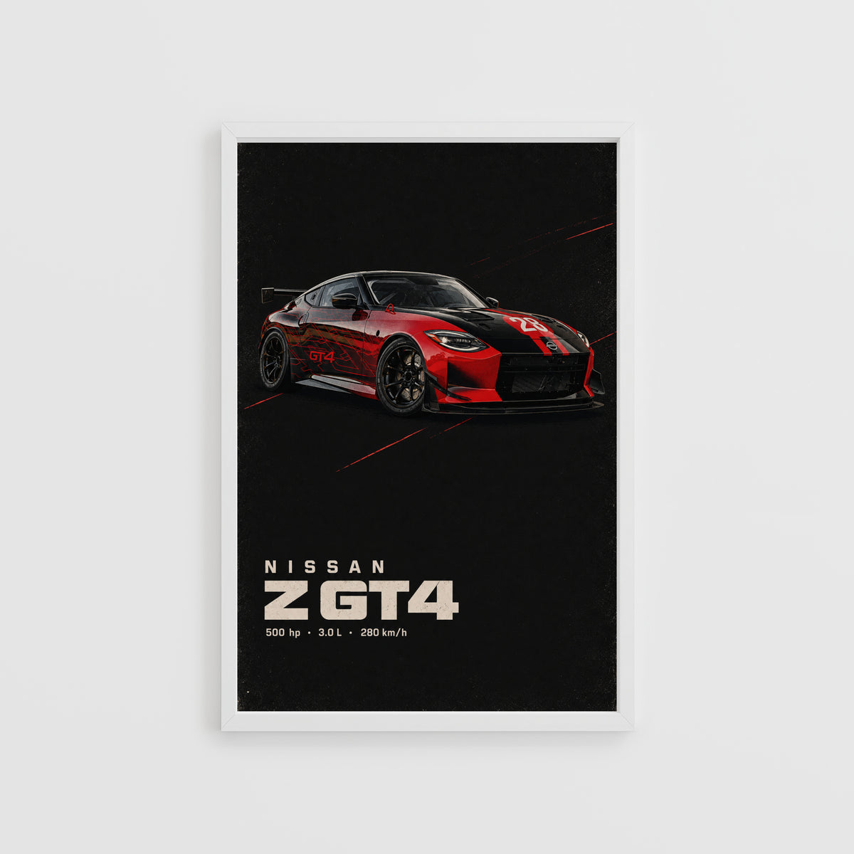 Vintage Nissan Z GT4 Print, Racing Car Wall Art