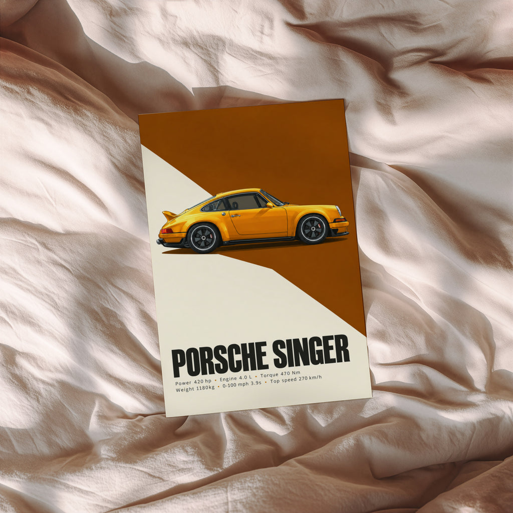 Vintage Porsche Singer Car Print, Wall Art