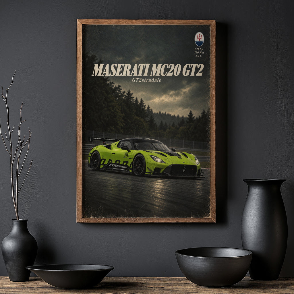 Vintage Maserati MC20 GT2 Print, Supercar Wall Art