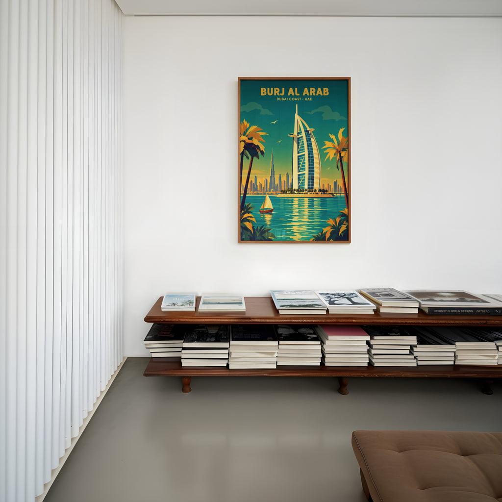 Vintage Burj Al Arab Dubai Poster, Travel Wall Art, Print