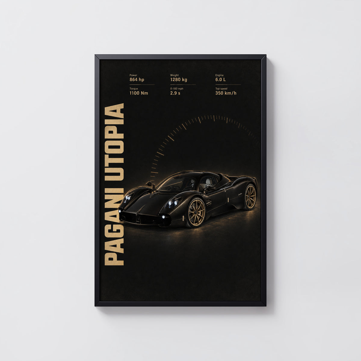 Vintage Pagani Utopia Print, Supercar Wall Art