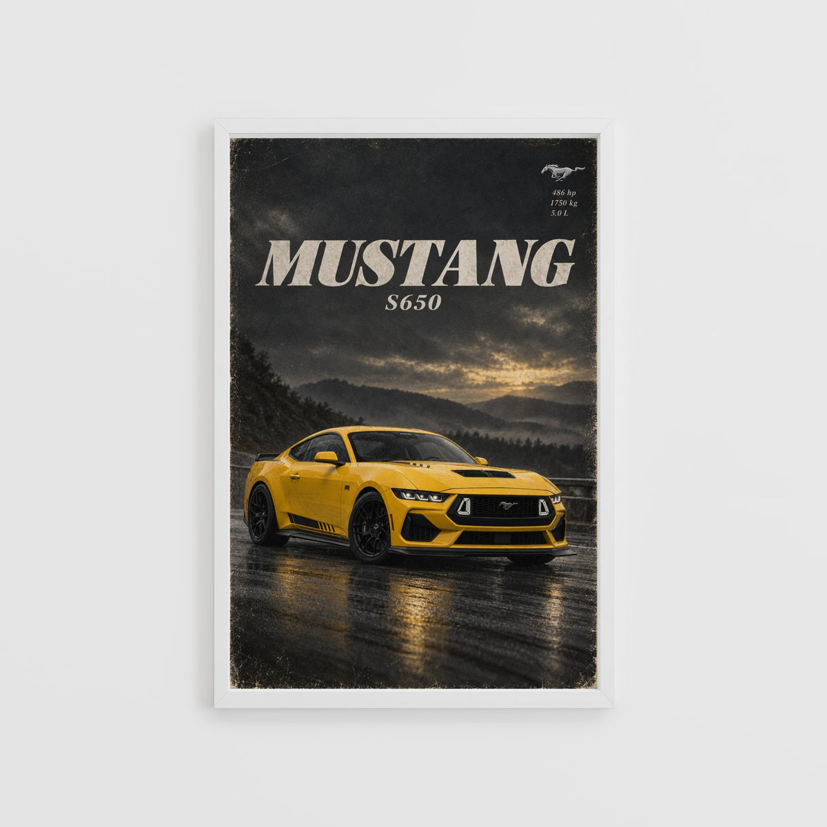Vintage Mustang S650 Car Print, Garage Wall Art