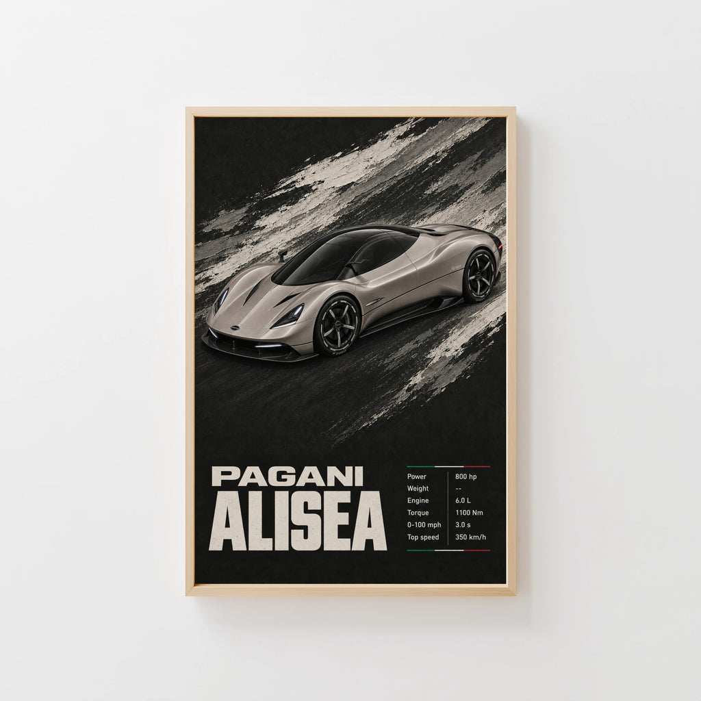 Vintage Pagani Alisea Hypercar Print, Car Poster Wall Art
