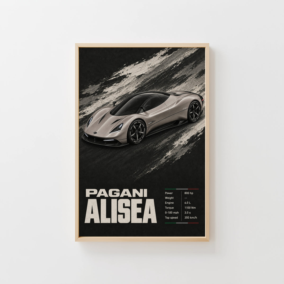 Vintage Pagani Alisea Hypercar Print, Car Poster Wall Art