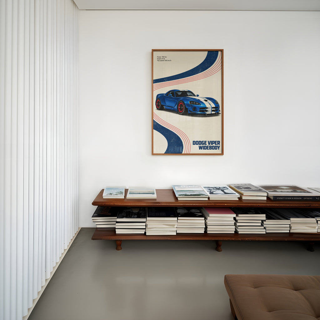 Vintage Dodge Viper Widebody Print, Car Wall Art