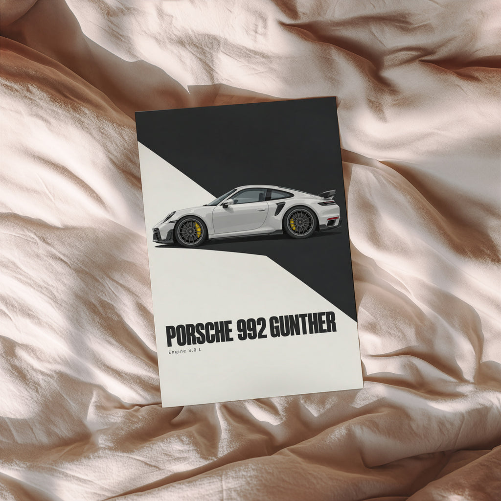 Vintage Porsche 992 Gunther Print, Car Wall Art