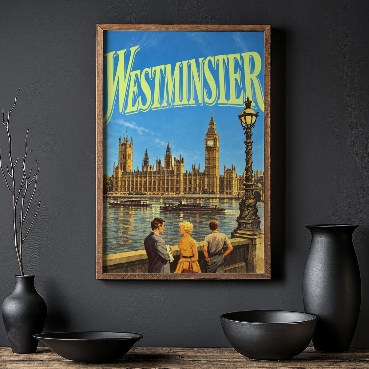 Vintage Westminster London Poster, Big Ben Wall Art Print